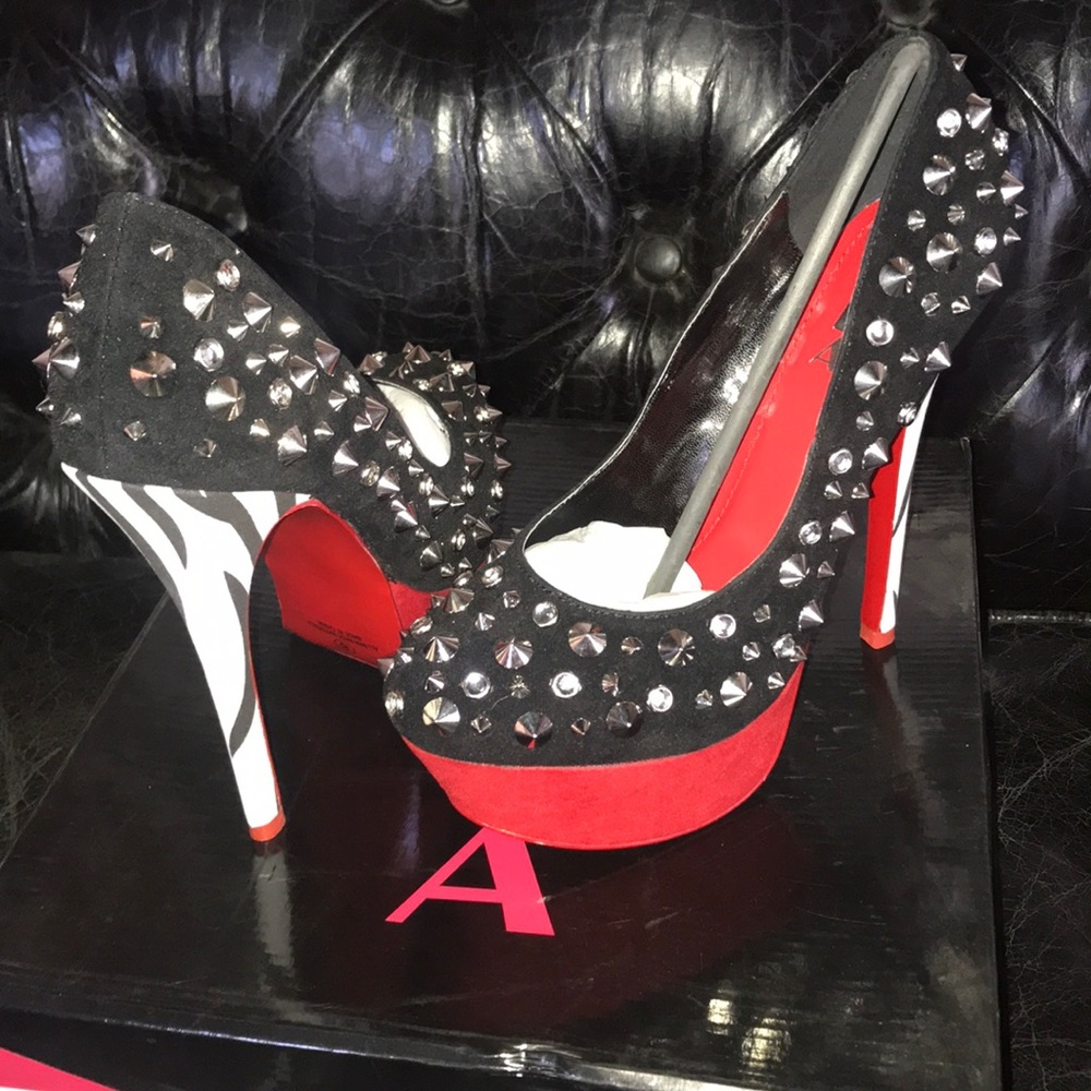 NWT ALBA high hills SHUES bottom RED - Picture 1 of 8